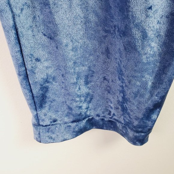 Vintage Lacy After Noon by Shell Kepler Blue Crushed Velvet One Piece Jumper, S - Picture 7 of 9